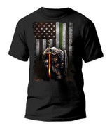 Thin Green Line Flag T-Shirt Knight Templar Patriotic Army Military Veteran Gift