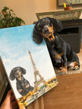 Dachshund Eiffel Tower Canvas Defect Weenie Paris France Wall Art Decor Spring Gift Dog Lover