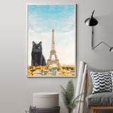 Black Cat Eiffel Tower Canvas Blind Cat Paris France Wall Decor Spring Gift For Cat Owner