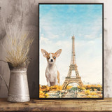 Chihuahua Eiffel Tower Canvas Blind Puppy Paris France Autumn Wall Art Bedroom Decor Ideas