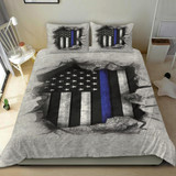 Thin Blue Line Flag 3D Inside Logo Thin Blue Line Bedding Set Family Gift Ideas
