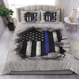Thin Blue Line Flag 3D Inside Logo Thin Blue Line Bedding Set Family Gift Ideas
