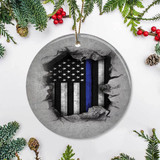 Thin Blue Line Flag 3D Inside Logo Thin Blue Line Ornament Home Decor Stores