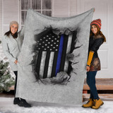 Thin Blue Line Flag 3D Inside Logo Thin Blue Line Blanket Good Gifts For Family Members