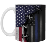 Thin Blue Line And U.S Flag Mug Old Retro 3D Print Great Mug Printing Near Me Bff Gift Ideas