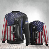 Thin Blue Line And U.S Flag Sweatshirt Old Retro 3D Print Men Clothing Boys Gift Ideas