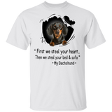 Dachshund First We Steal Your Heart T-Shirt Funny Saying Weiner Dog Shirt Gift For Him