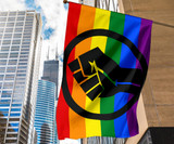 Gay LGBT Pride Flag Power Fist Rainbow Gay Pride Flag Indoor Outdoor Decorative