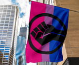 Bisexual Flag Power Fist Bisexual Pride Bi Flag Bi Curious Banner Indoor Outdoor Decor