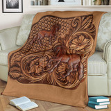 Horse Fleece Blanket Wood Graphic Horse Blanket Gift For Antique Lover Idea