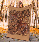 Horse Fleece Blanket Wood Graphic Horse Blanket Gift For Antique Lover Idea