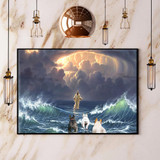 Jesus And Frenchie On Water Poster Jesus Christian Poster Religious Wall Decor Frenchie Lover