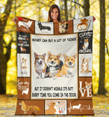 Corgi Dog Money Can Buy A Lot Of Things Fleece Blanket Family Gift Idea For Christmas 2020