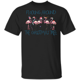 Flamingos Flock Around The Christmas Tree Shirt Unisex Christmas T-Shirt For Family