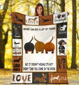 Dachshund Money Can Buy A Lot Of Things But It Doesn't Wiggle Fleece Blanket Weiner Dog Gift