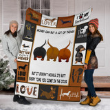 Dachshund Money Can Buy A Lot Of Things But It Doesn't Wiggle Fleece Blanket Weiner Dog Gift