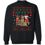Three bengal Cat Christmas Sweatshirt Wearing Santa Hat Cute Sweatshirt Gift Ideas For Her