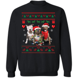 Pitbull Christmas Sweatshirt Pitbull Wearing Santa Hat And Antlers Sweater For Pitbull Lovers