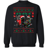 Three Black Cat Santa Christmas Sweatshirt Christmas Light Tree Gift For Cat Lovers