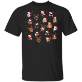 Funny Dogs Christmas T-Shirt Cute Face Dogs Santa Graphic Tee Christmas Gift For Dog Lover