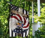 American Flag And Christmas Wreath Flag Cross US Flag For Christian Front Door Xmas Decor