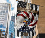 American Flag And Christmas Wreath Flag Cross US Flag For Christian Front Door Xmas Decor