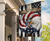 American Flag And Christmas Wreath Flag Cross US Flag For Christian Front Door Xmas Decor