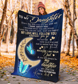Butterfly To My Daughter Fleece Blanket Love You To The Moon And Back Blanket Gift From Dad