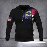 North Carolina & American Flag Logo Hoodie North Carolina State Flag Hoodie Christmas Gift