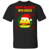Happy Holidays With Cheese Shirt Funny Holiday Xmas T-Shirt Gift Idea