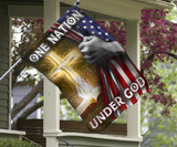Hand Open American Flag Cross Flag One Nation Under God Quote Christian Gifts Front Door Decor