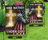 Hand Open American Flag Cross Flag One Nation Under God Quote Christian Gifts Front Door Decor