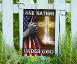 Hand Open American Flag Cross Flag One Nation Under God Quote Christian Gifts Front Door Decor