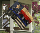 Thin Blue Striped US Flag And Texas Flag TBL Flag Honor Law Enforcement Pride Gift For Texan