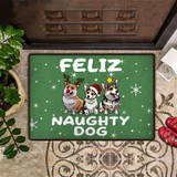 Feliz Naughty Dog Corgi Doormat Christmas Vacation Doormat Indoor Entrance Mat