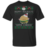 Happy Holidays With Cheese Shirt Christmas Cheeseburger T-Shirt Funny Cheese Gifts