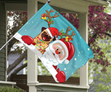 Bulldog Santa Claus Christmas Flag Cute Christmas Party Decoration House Outdoor Decor