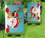 Bulldog Santa Claus Christmas Flag Cute Christmas Party Decoration House Outdoor Decor