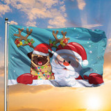 Bulldog Santa Claus Christmas Flag Cute Christmas Party Decoration House Outdoor Decor