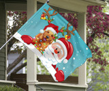 Golden Retriever Santa Claus Merry Christmas Flag Holiday Winter Happy New Year Flag Decor