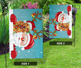 Golden Retriever Santa Claus Merry Christmas Flag Holiday Winter Happy New Year Flag Decor