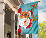 Golden Retriever Santa Claus Merry Christmas Flag Holiday Winter Happy New Year Flag Decor