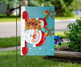 Golden Retriever Santa Claus Merry Christmas Flag Holiday Winter Happy New Year Flag Decor