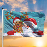Golden Retriever Santa Claus Merry Christmas Flag Holiday Winter Happy New Year Flag Decor