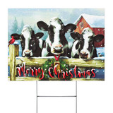 Three Cows Merry Christmas Yard Sign Rustic Burlap Farmhouse Yard Garden Xmas Gift Ideas
