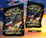 I Stand For Our Flag Blessed To Be Christian Flag US Eagle & Cross Proud Flag Decor For Christ