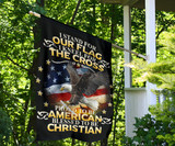 I Stand For Our Flag Blessed To Be Christian Flag US Eagle & Cross Proud Flag Decor For Christ