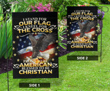 I Stand For Our Flag Blessed To Be Christian Flag US Eagle & Cross Proud Flag Decor For Christ