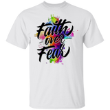 Faith Over Fear T-Shirt Watercolor Multicolor Graphic Tees Inspirational Gifts For Siblings