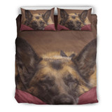German Shepherd Sleeping Bedding Set Adorable Dog Duvet Cover Set New Home Gifts For Dog Lovers